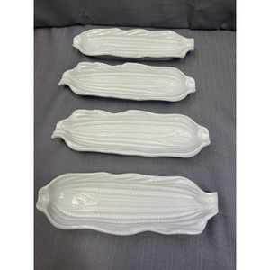 3032 - Set of 4 Vintage Stoneware Ceramic Kitchen Corn-On-The-Cob Plates/Dishes